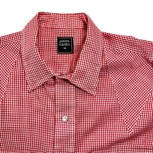 Vintage Pierre Cardin Western Shirt Red Gingham Pearl Snap 70s  80s Men’s L